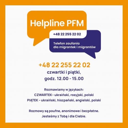 Bezpłatny telefon kryzysowy HELPLINE PFM                                                                                                                                  