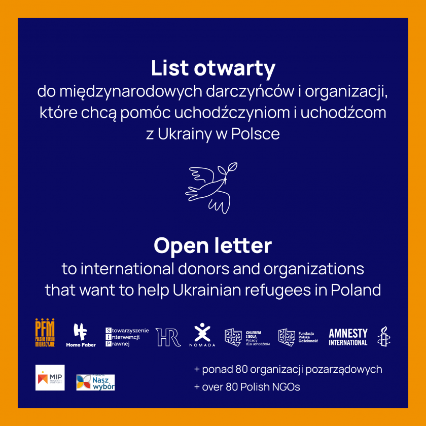 List otwarty do międzynarodowych darczyńców i członków międzynarodowych organizacji